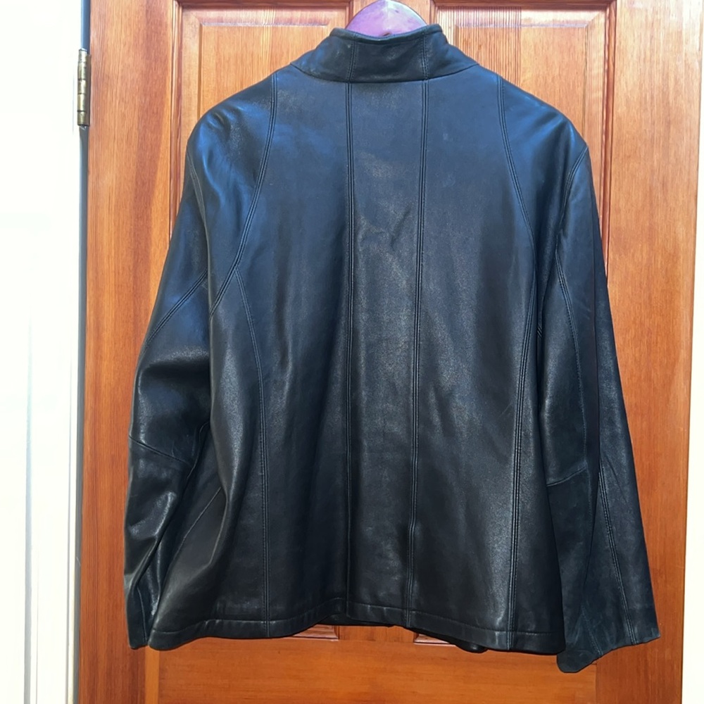 Nine West Women Separates 100% Smooth Black Leather Coat fully lined 2 slit pckt - Picture 7 of 17